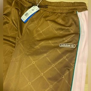 Adidas brown and pink track pants